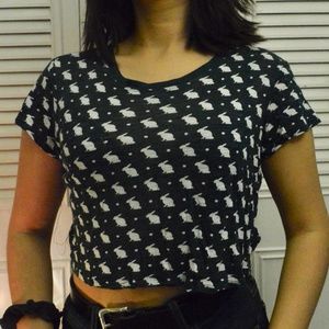 PRINCE & FOX Aero Cropped Tee with Bunny Pattern